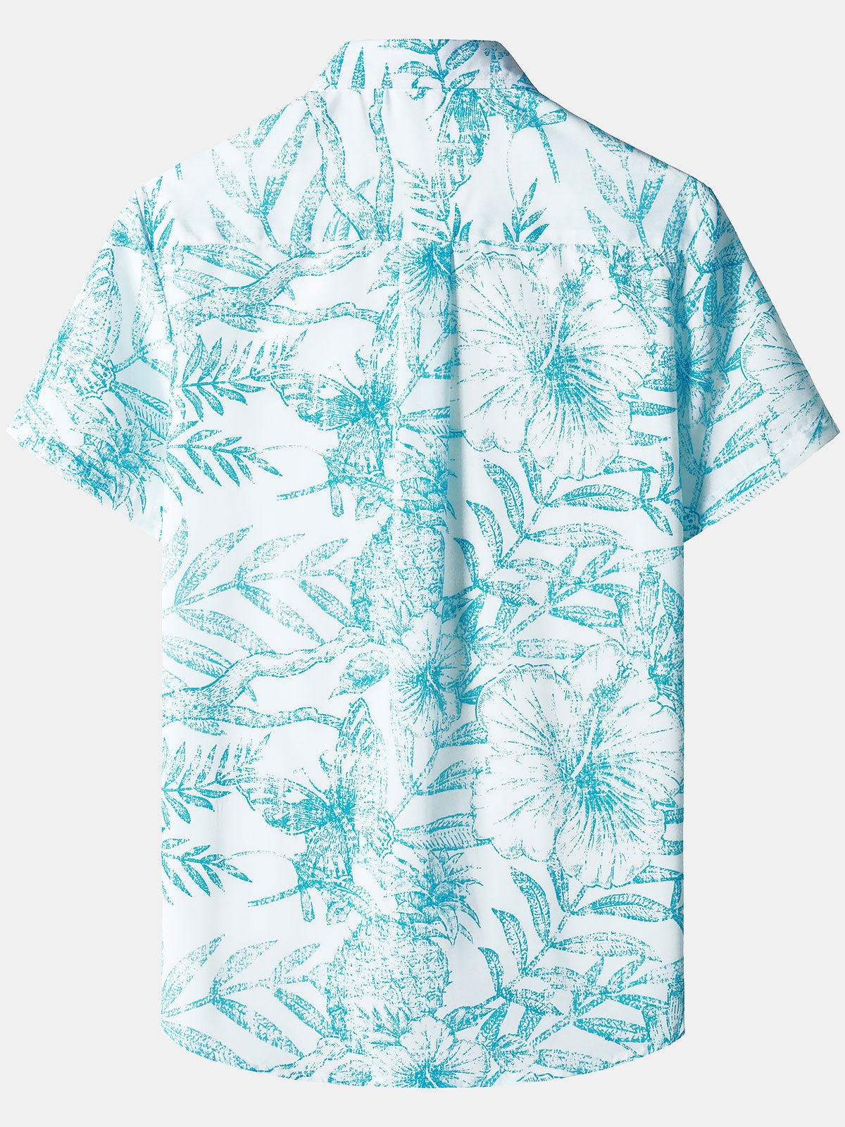 Blue Aloha Hawaiian Casual Shirt with Tropical Print