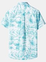 Blue Aloha Hawaiian Casual Shirt with Tropical Print