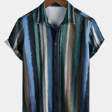 Summer Striped Print Short Sleeve Shirt