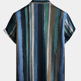 Summer Striped Print Short Sleeve Shirt