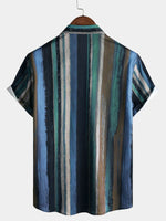 Summer Striped Print Short Sleeve Shirt