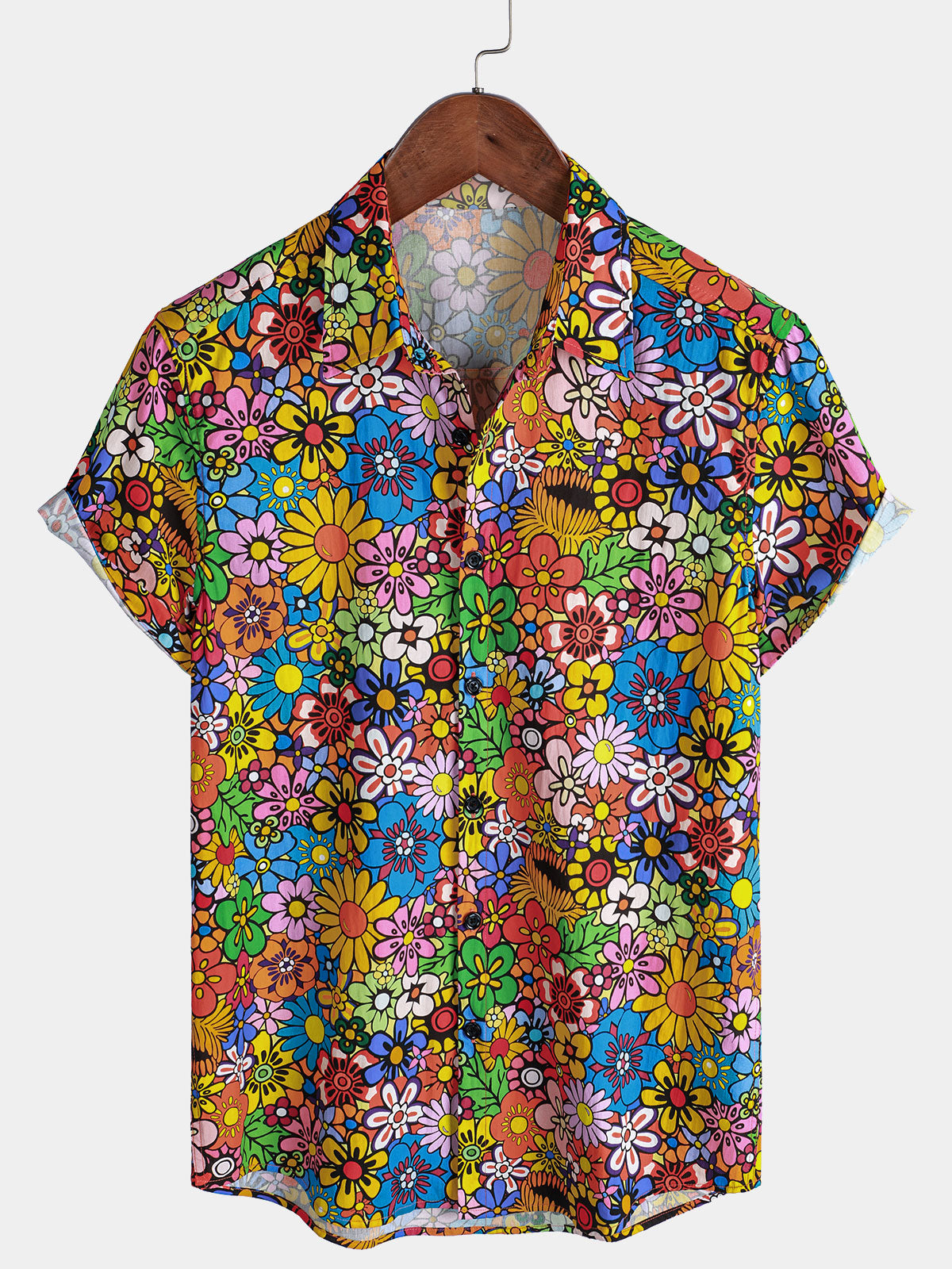 Breathable Pocket Floral Print Vintage 70s Shirt