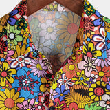Breathable Pocket Floral Print Vintage 70s Shirt