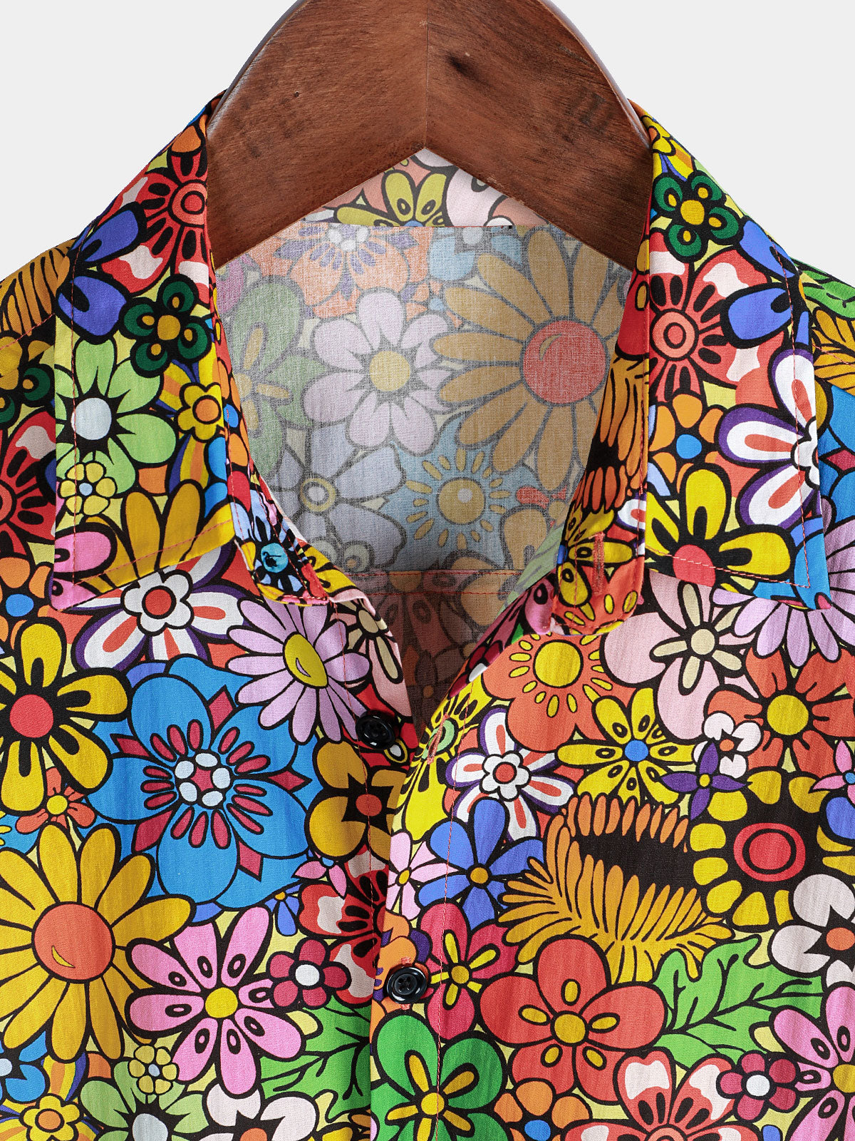 Breathable Pocket Floral Print Vintage 70s Shirt