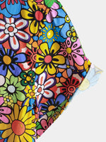 Breathable Pocket Floral Print Vintage 70s Shirt