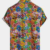 Breathable Pocket Floral Print Vintage 70s Shirt