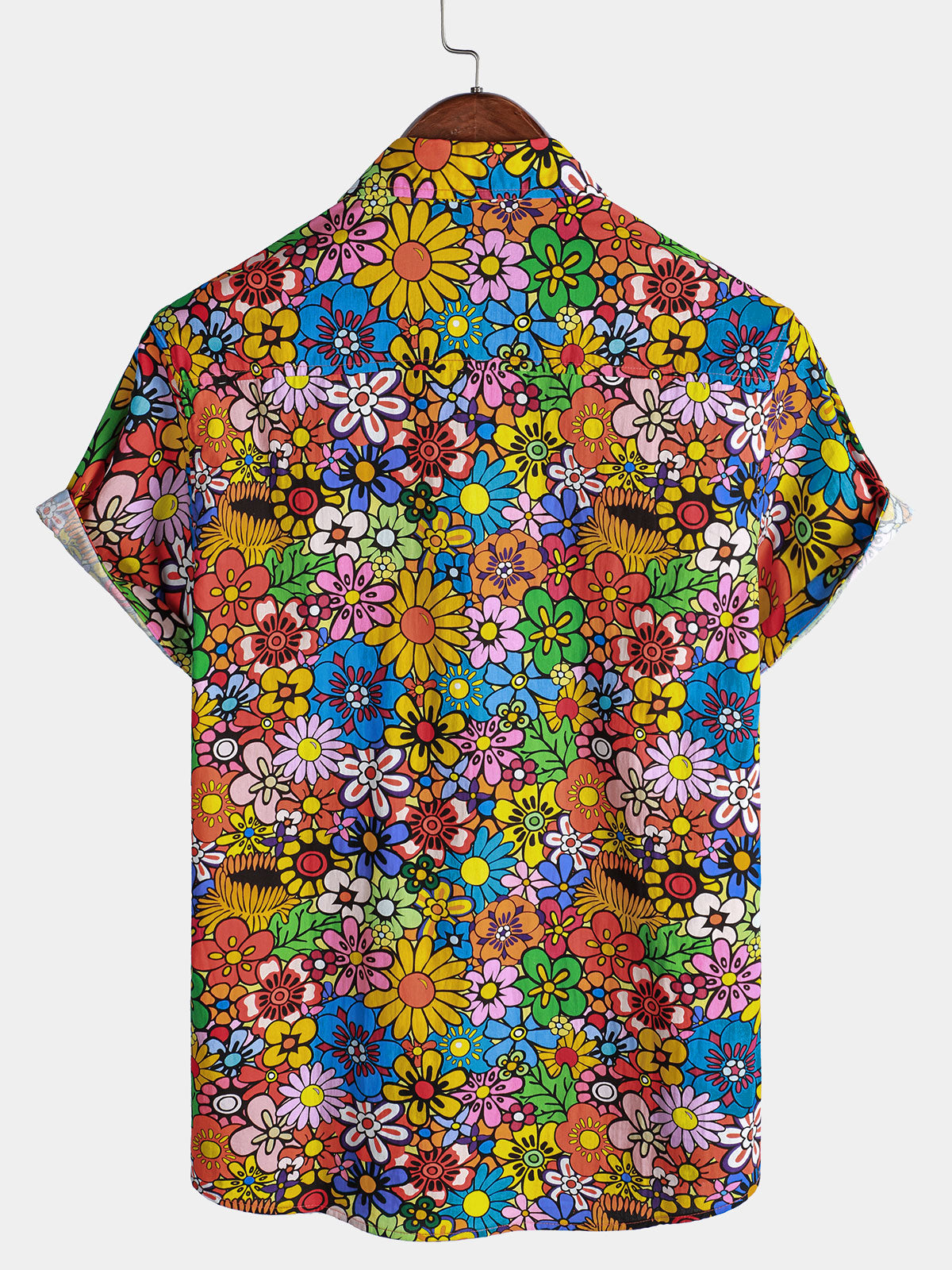 Breathable Pocket Floral Print Vintage 70s Shirt
