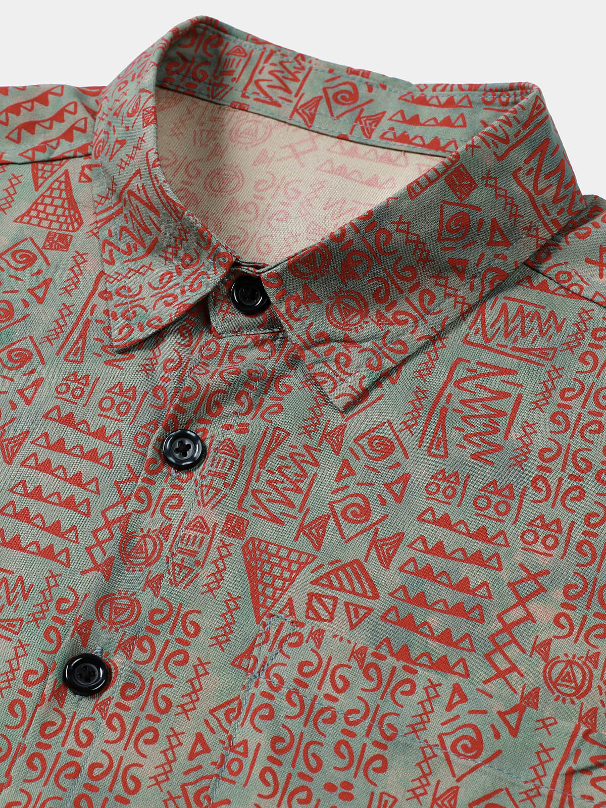 Tribal Geometric Print Bohemian Style Short Sleeve Shirt