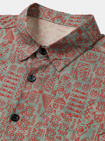 Tribal Geometric Print Bohemian Style Short Sleeve Shirt