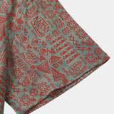 Tribal Geometric Print Bohemian Style Short Sleeve Shirt
