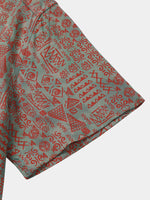 Tribal Geometric Print Bohemian Style Short Sleeve Shirt