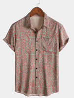 Tribal Geometric Print Bohemian Style Short Sleeve Shirt