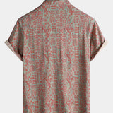Tribal Geometric Print Bohemian Style Short Sleeve Shirt