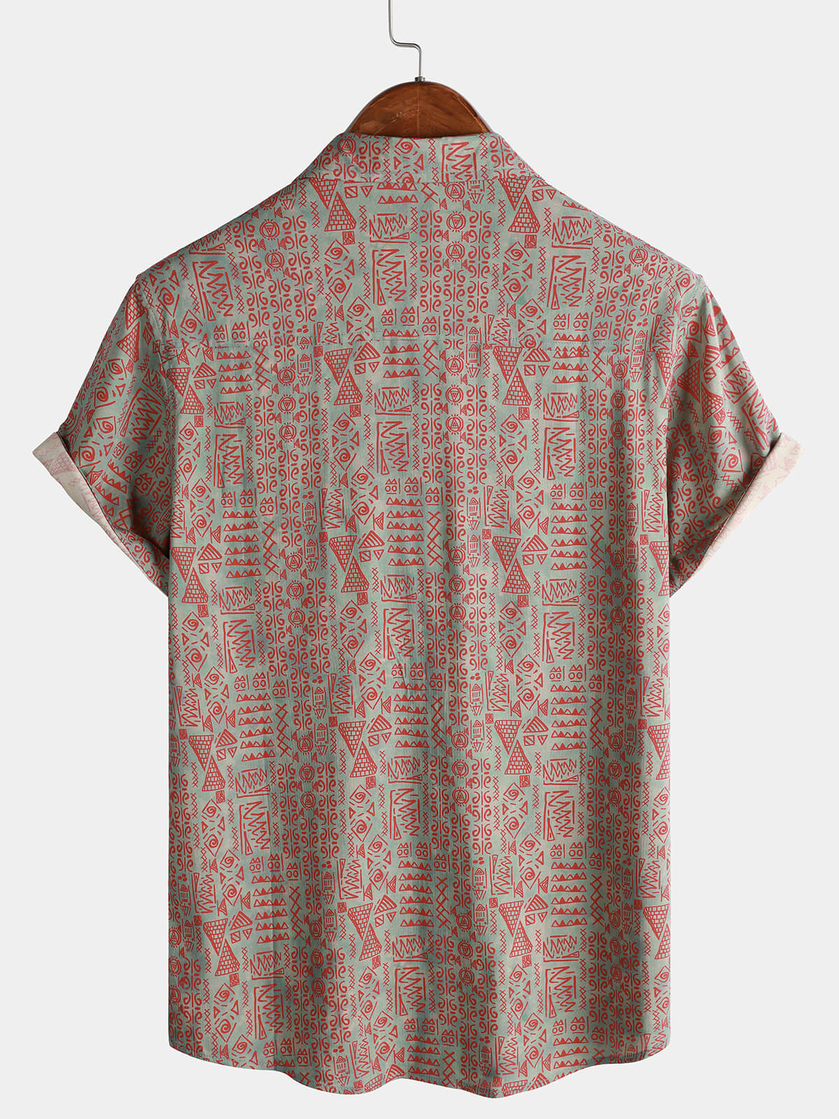 Tribal Geometric Print Bohemian Style Short Sleeve Shirt