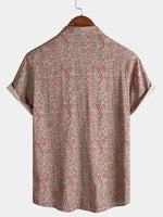 Tribal Geometric Print Bohemian Style Short Sleeve Shirt