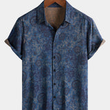 Navy Floral Vintage Short Sleeve Shirt