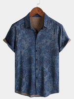 Navy Floral Vintage Short Sleeve Shirt