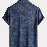 Navy Floral Vintage Short Sleeve Shirt