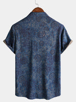 Navy Floral Vintage Short Sleeve Shirt