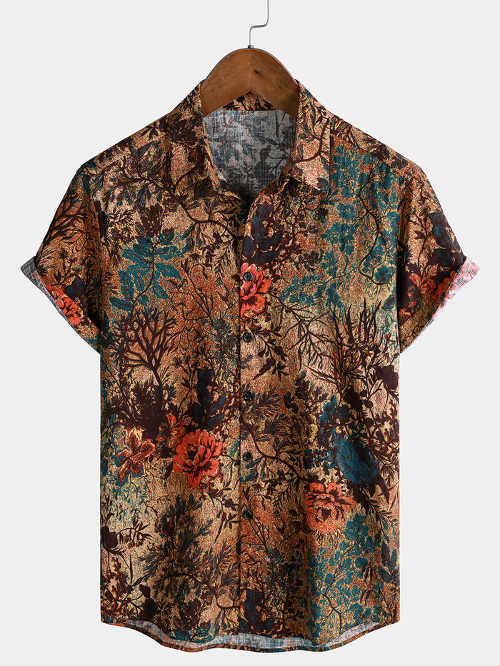 Retro Floral Pattern Breathable Summer Shirt