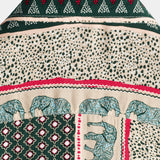 Short-Sleeve Green Striped Elephant Print Shirt