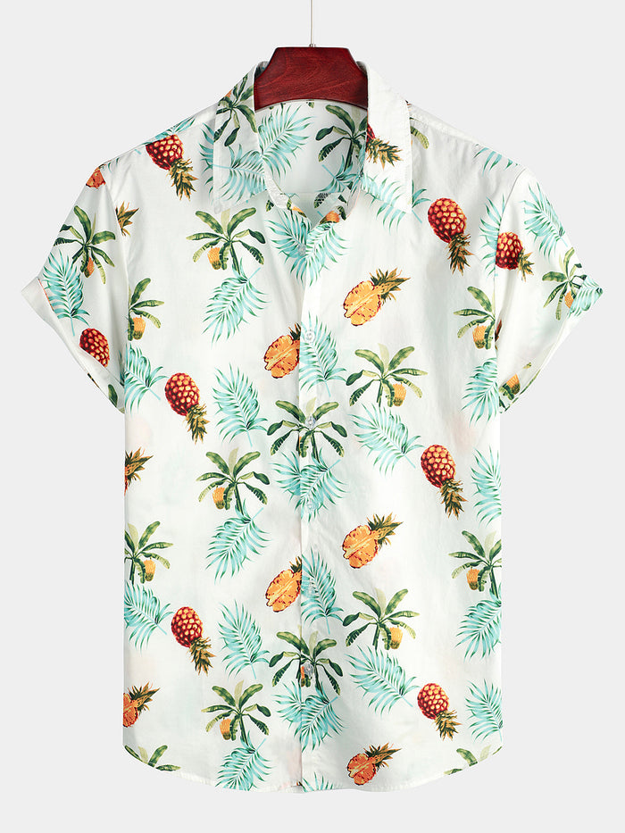 Hawaiian Short Sleeve Shirt with Pineapple Print
