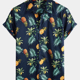 Hawaiian Short Sleeve Shirt with Pineapple Print