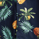 Cotton Hawaiian Shirt with Short Sleeves, Pineapple Pattern for Men