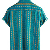 Men's 1970s Vintage-Style Short-Sleeve Shirt with Stripes