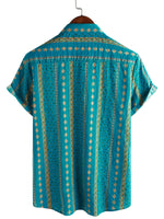 Men's 1970s Vintage-Style Short-Sleeve Shirt with Stripes