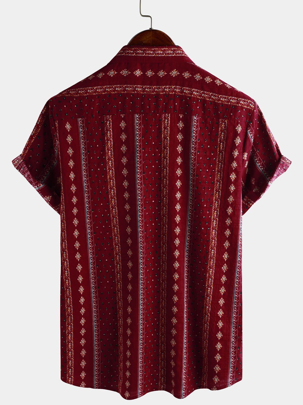 Vintage 70s Retro Red Striped Short Sleeve Button-Up Shirt
