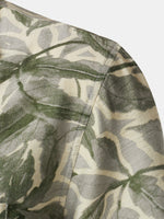 Green Resort Short Sleeve Shirt with Tropical Print Pocket