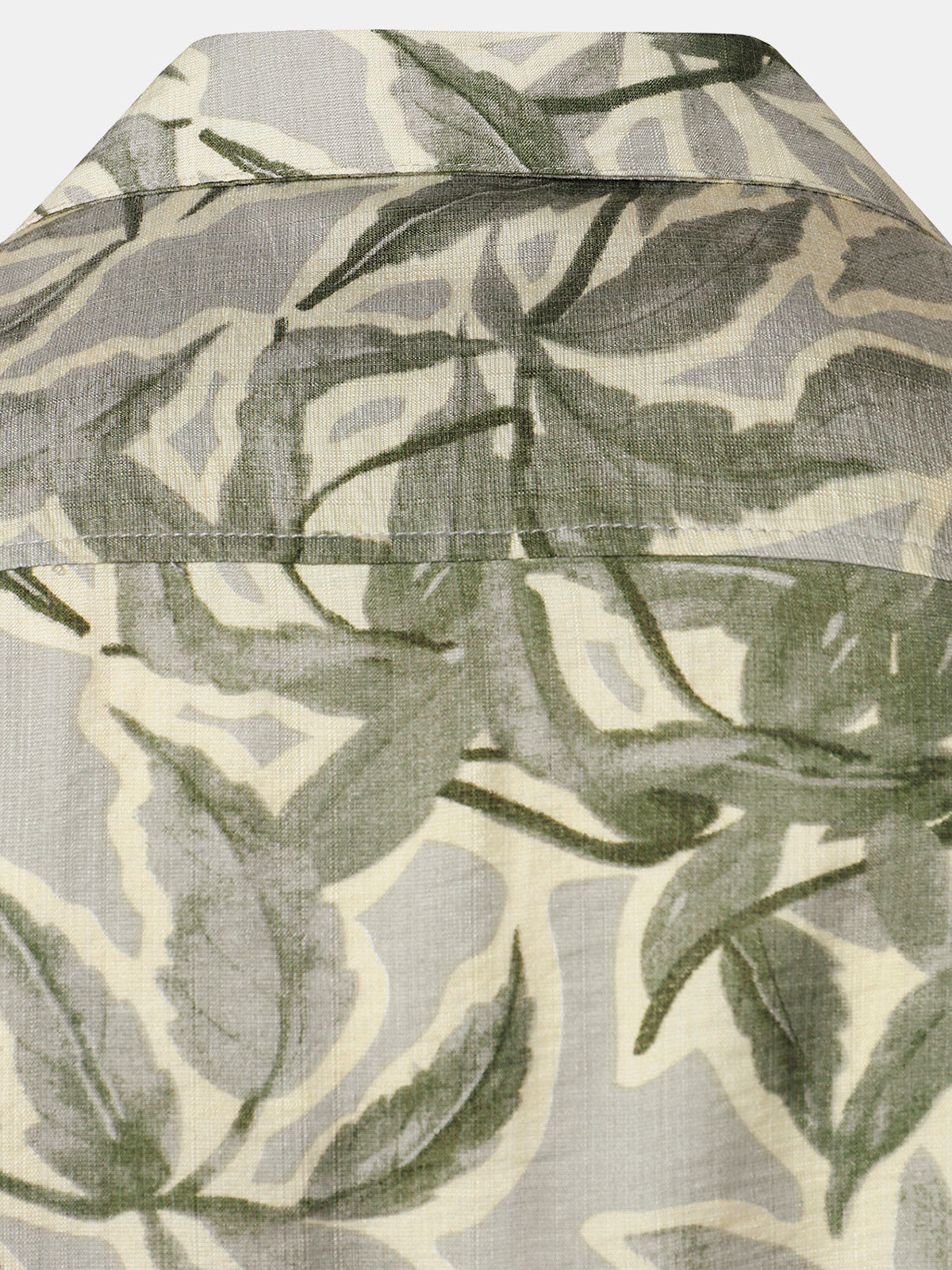 Green Resort Short Sleeve Shirt with Tropical Print Pocket