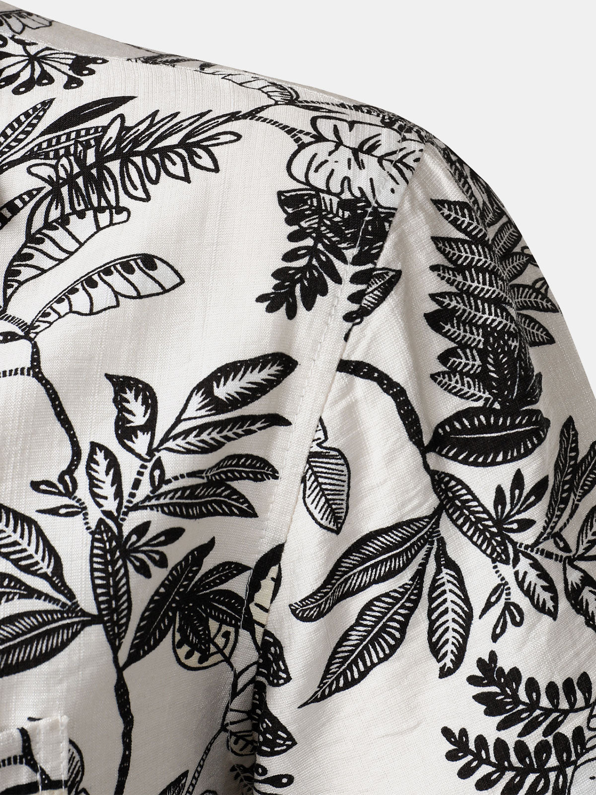 Hawaiian White Tropical Leaves Print Casual Shirt