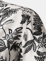 Hawaiian White Tropical Leaves Print Casual Shirt