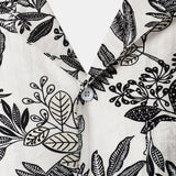 Hawaiian White Tropical Leaves Print Casual Shirt