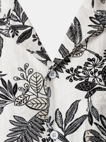 Hawaiian White Tropical Leaves Print Casual Shirt