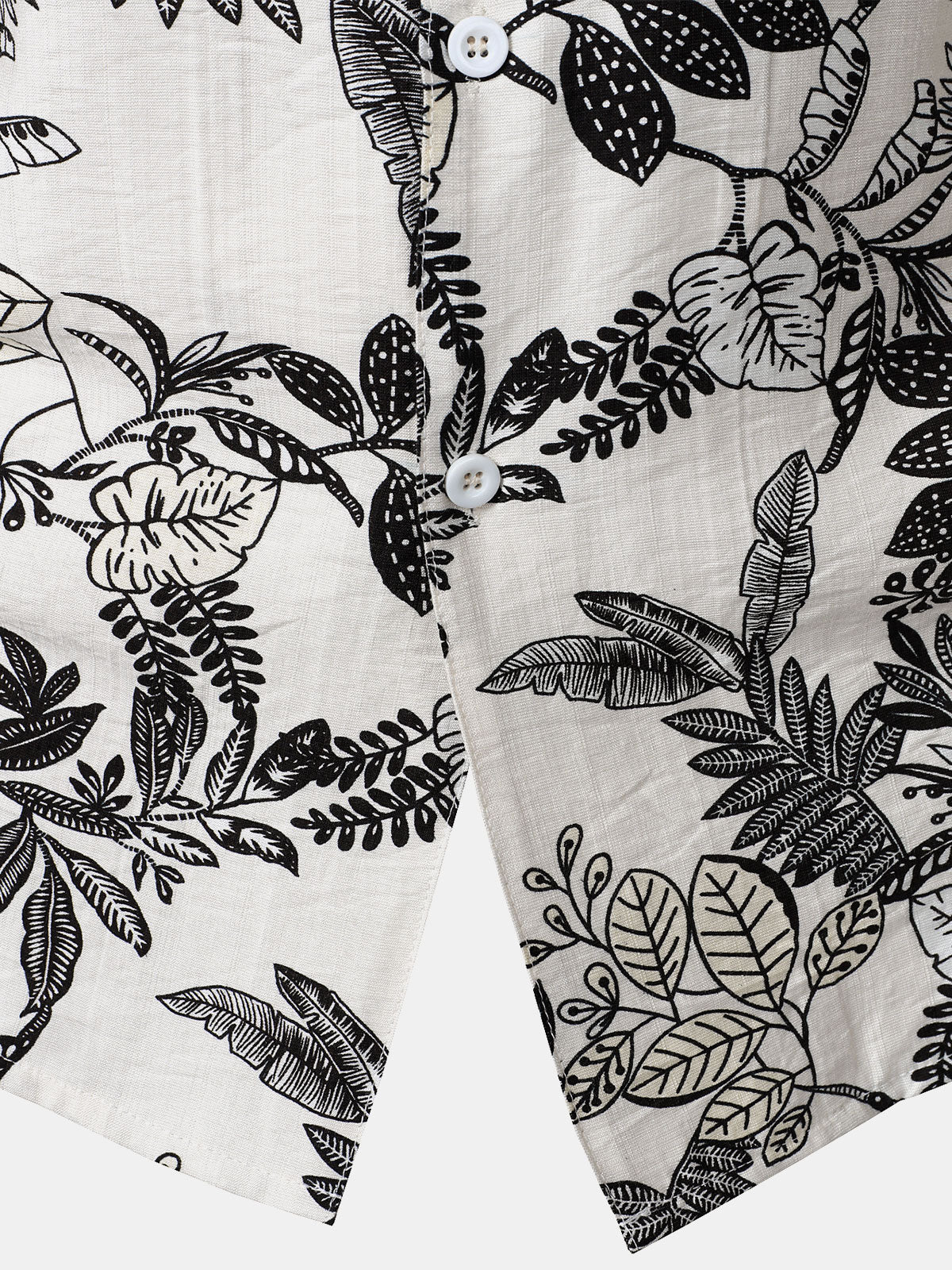 Hawaiian White Tropical Leaves Print Casual Shirt