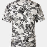 Hawaiian White Tropical Leaves Print Casual Shirt