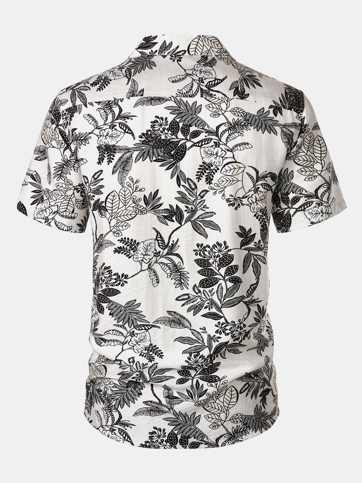 Hawaiian White Tropical Leaves Print Casual Shirt