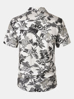 Hawaiian White Tropical Leaves Print Casual Shirt