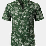 Hawaiian Green Tropical Floral Print Casual Shirt