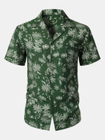 Hawaiian Green Tropical Floral Print Casual Shirt