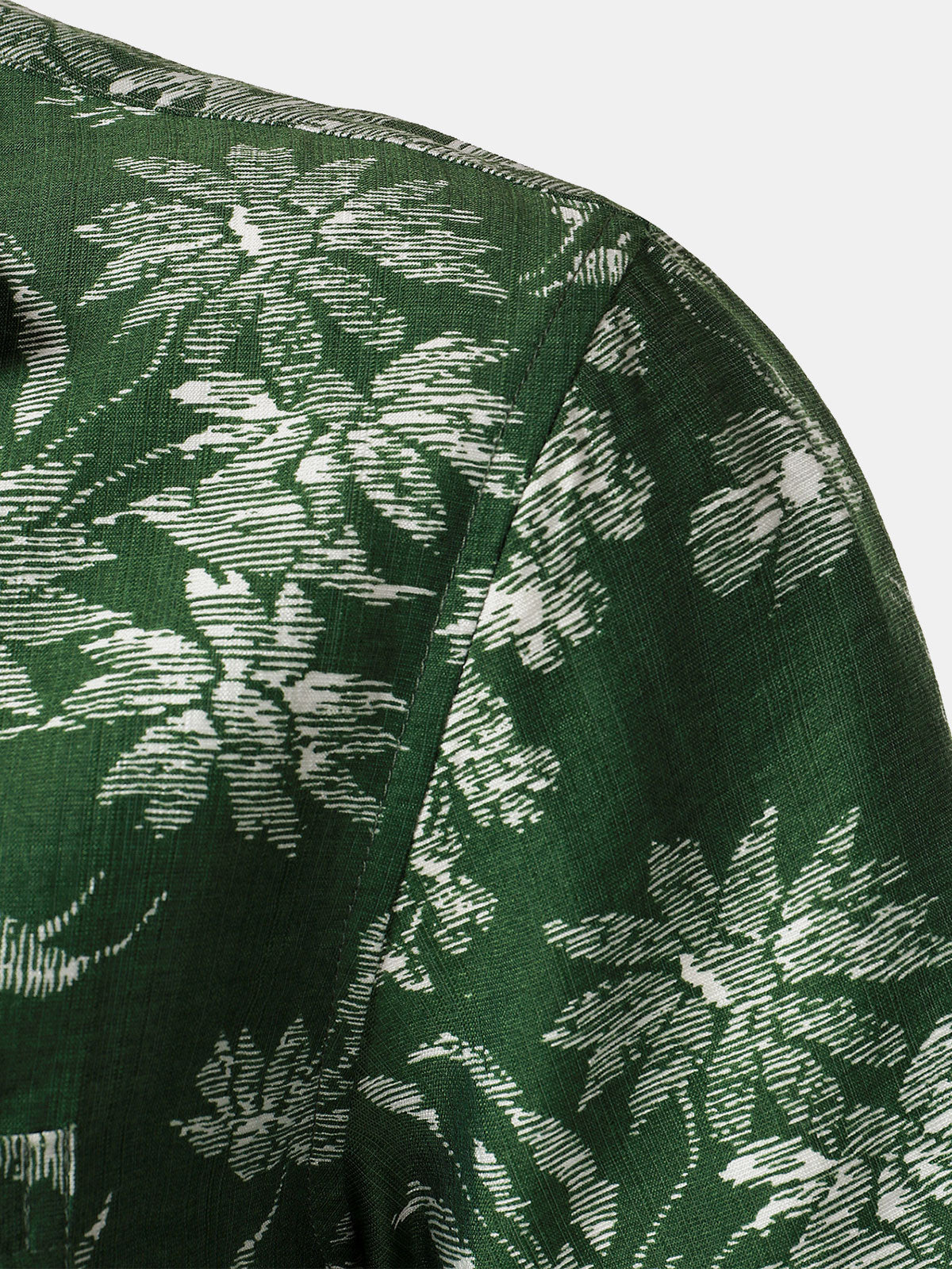 Hawaiian Green Tropical Floral Print Casual Shirt