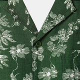 Hawaiian Green Tropical Floral Print Casual Shirt