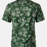 Hawaiian Green Tropical Floral Print Casual Shirt