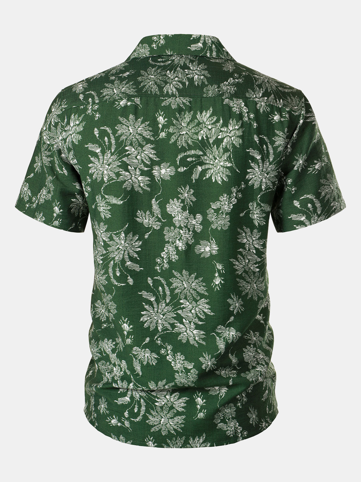 Hawaiian Green Tropical Floral Print Casual Shirt