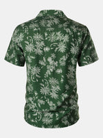 Hawaiian Green Tropical Floral Print Casual Shirt