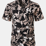 Summer Beach Tropical Leaves Print Short Sleeve Shirt
