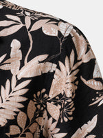 Summer Beach Tropical Leaves Print Short Sleeve Shirt